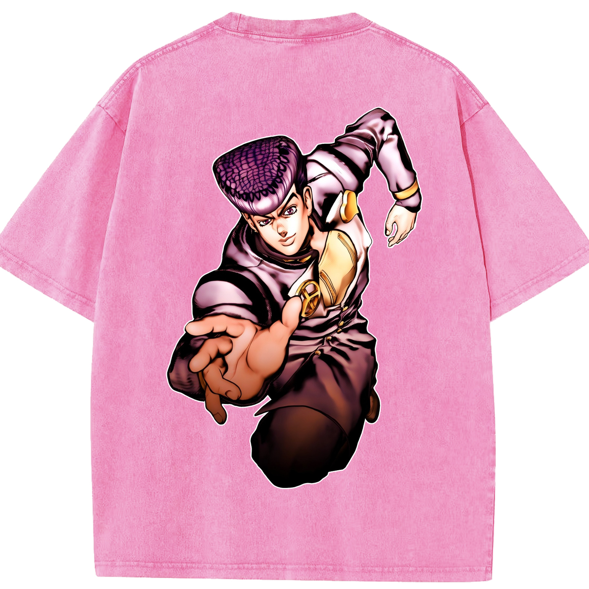 （画像用） ジョジョの奇妙な冒険 ひがしかた じょうすけ JoJo's Bizarre Adventure Higashikata Josuke 綿100% ヴィンテージ風 半袖Tシャツ（背面プリント）